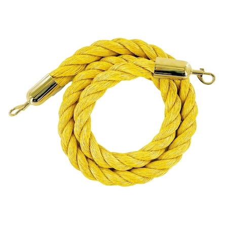 Montour Line Twisted Polyprop.Rope Yellow With Pol.Brass Snap Ends 6ft.Cotton Core PPR150-60-YW-SE-PB